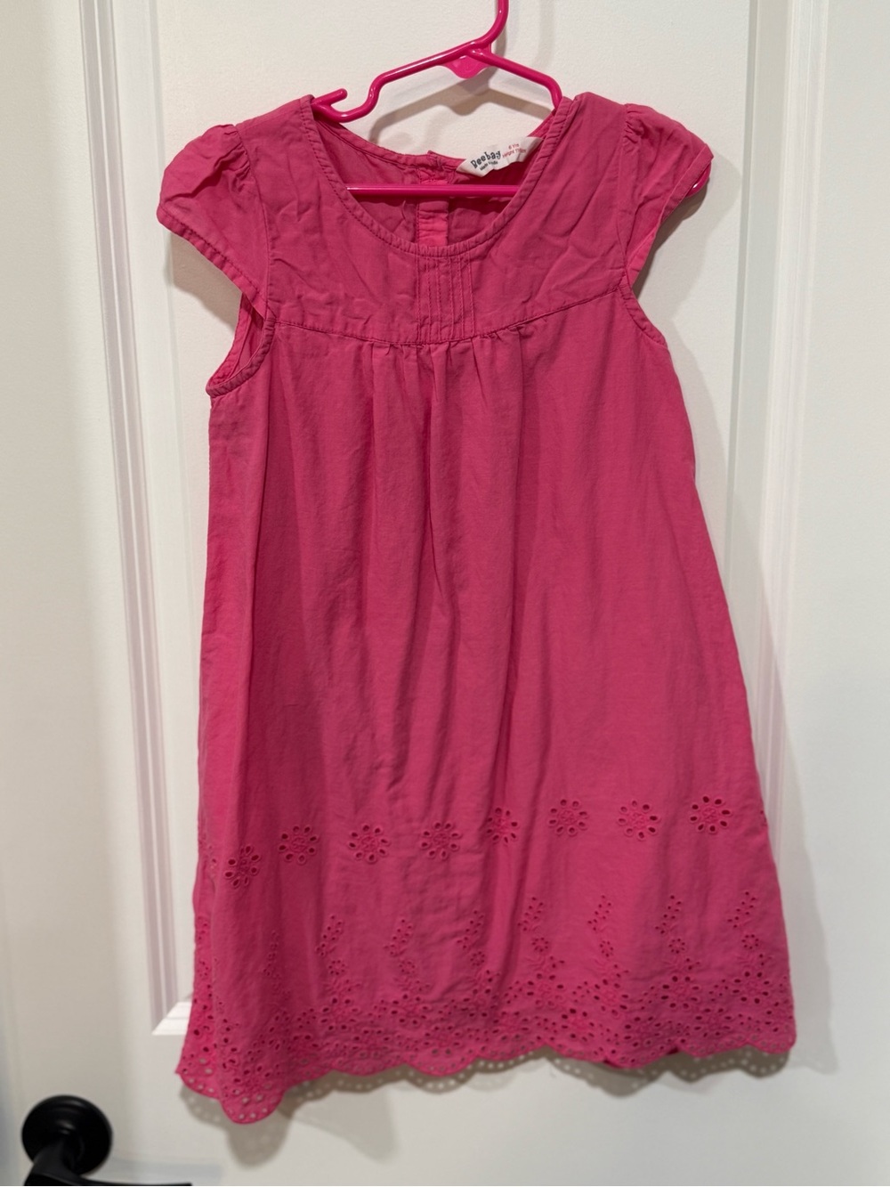 Pink Eyelet Hem Girls' Dress - Beebay